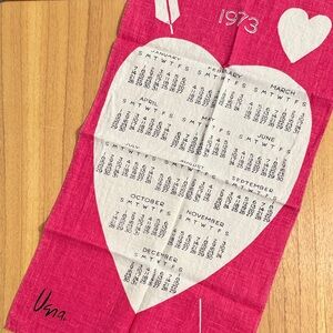 Pink 1973 Calendar Tea Towel - VERA